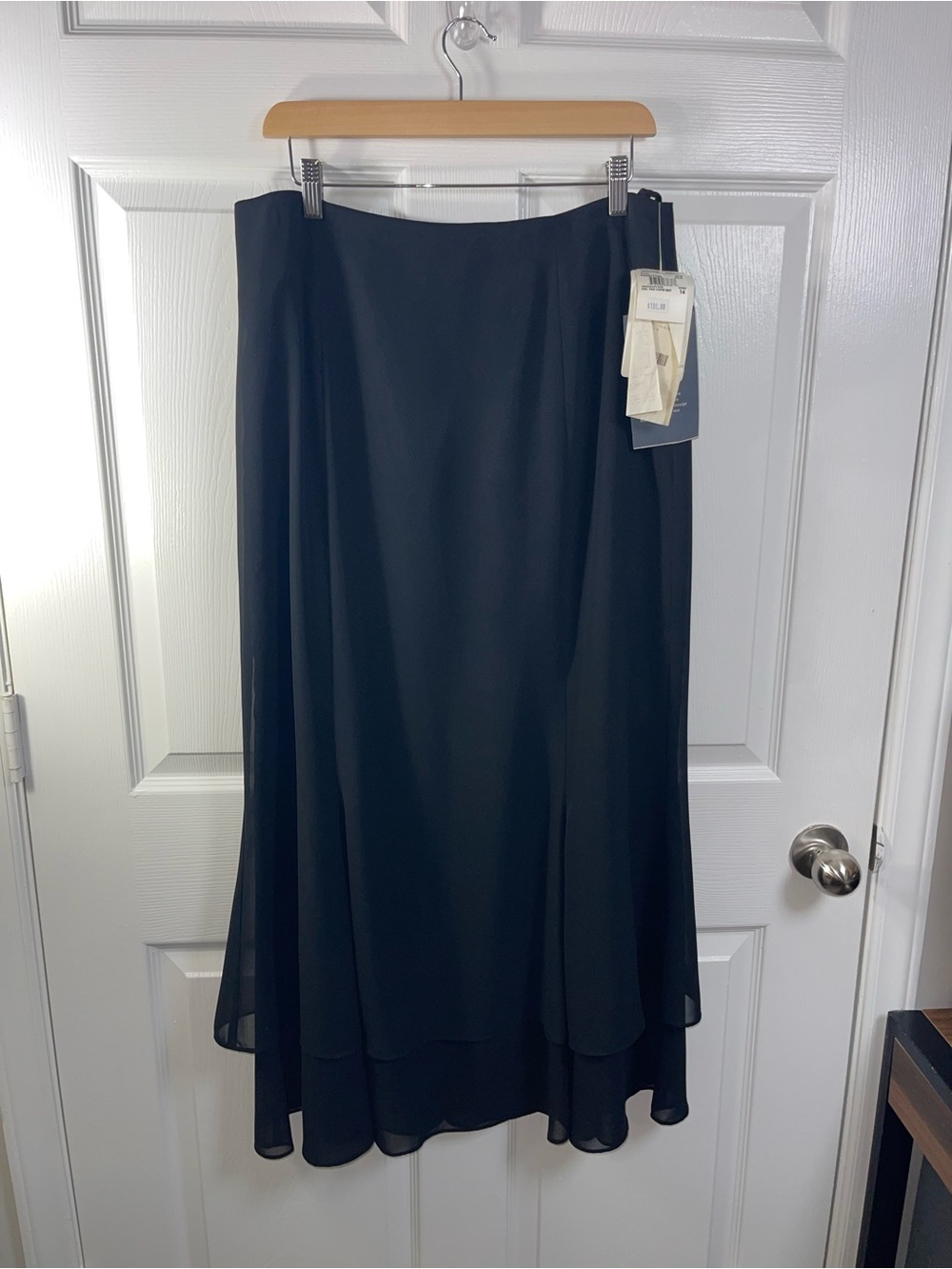 Adrianna Papell Black Layered High-Low Midi Skirt